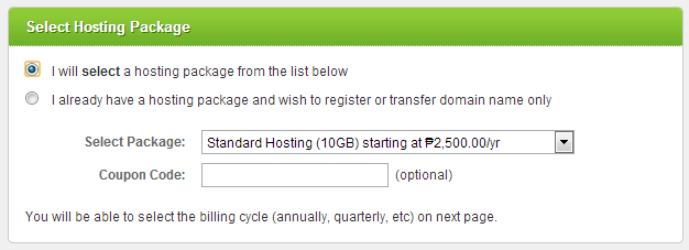 select-hosting-package